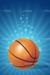 Basketball Ball on Background with Abstract Flowers